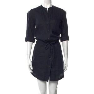 James Perse Linen Shirtdress Black Knee-Length Dress Size M Button Front